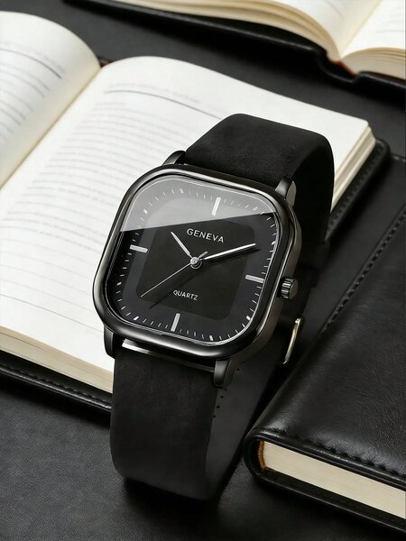 Shein - 3Pcs/Set Minimalist Business Men'S Black Watch Set