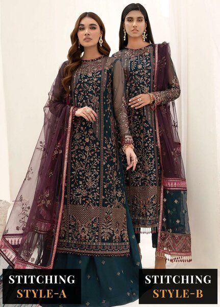 Nazneen By Zarif Embroidered Net Suits Unstitched 3 Piece ZR25UF ZN 01 Glory - Luxury Formal Collection
