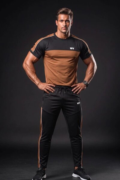 Urban Vogue Men's Color Block Activewear Twin Set
