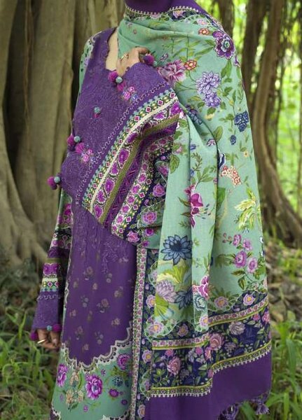 Wilderness by Elaf Unstitched Printed Marina Twill 3 Piece Suit EL26UW Heather EWR-6A - Winter Collection