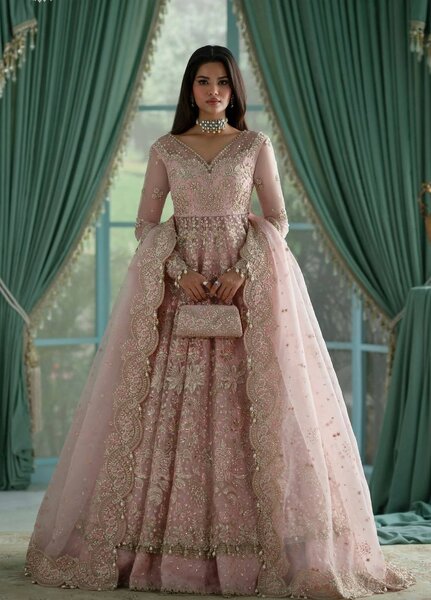 Afsana by Zevk Unstitched Embroidered Organza 3 Piece Suit ZV26UAW Anarkali - Wedding Collection