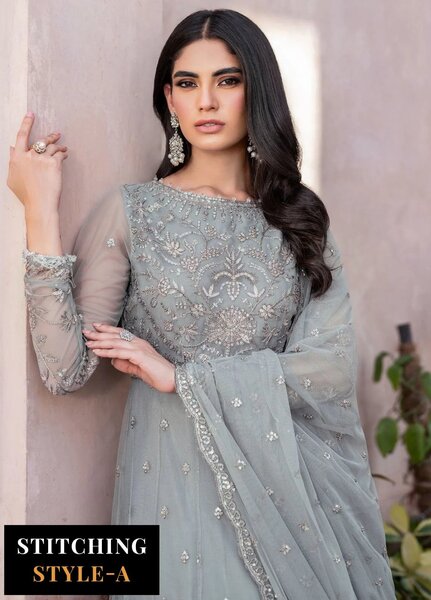 Zarif Embroidered Net Suits Unstitched 3 Piece ZR25UF SBA-04 Yasmin - Formals Collection