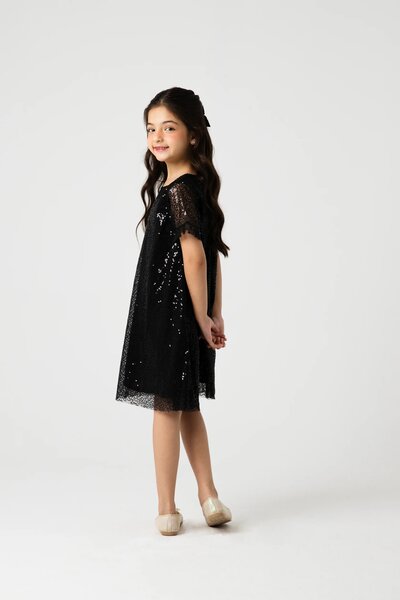 Black Sequin A-Line Dress