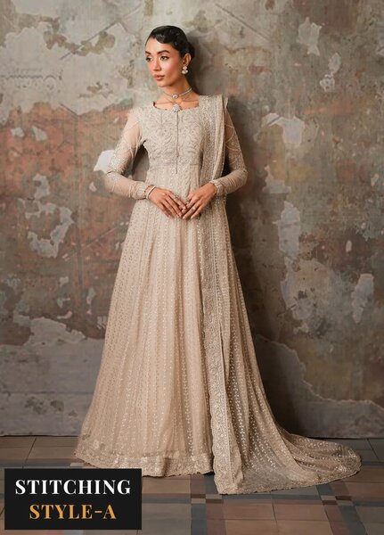 Emirah by Zarif Embroidered Net Suit Unstitched 3 Piece ZR25UF ZEF 02- Breeze - Formal Collection