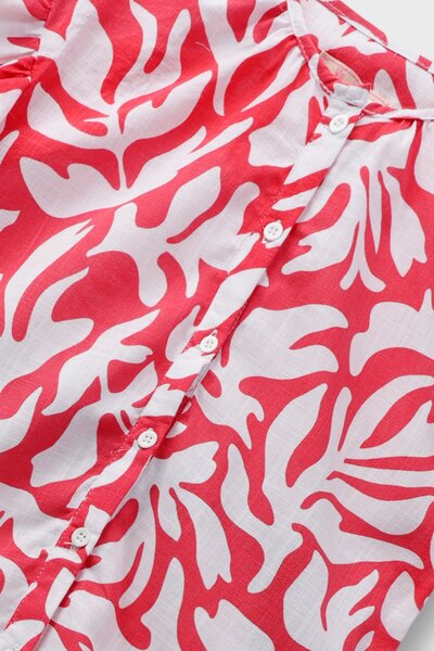 Girls Red Printed Cotton Co-ord Set