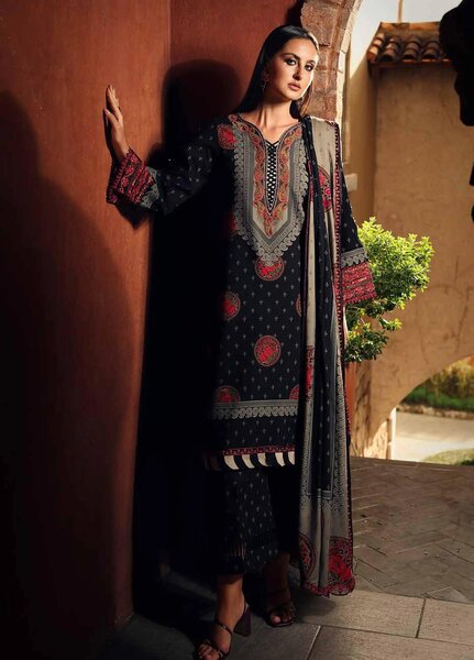 Combination by Charizma Unstitched Embroidered Linen 3 Piece Suit CHR26ULC CCW7-25 - Casual Collection