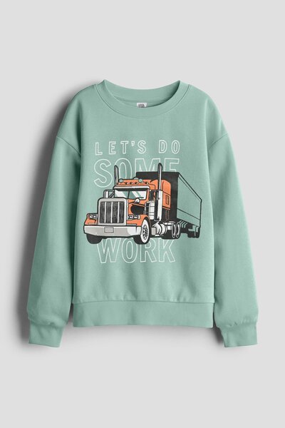 Kiki & Koko Boy's Let's Do Some Work Printed Fleece Sweat Shirt