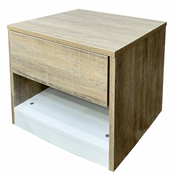 Mike Side Table – Minimalist Wooden Finish with Storage Shelf