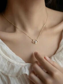 Shein -S925 Sterling Silver Pearl Cloud Pendant Necklace For Women, Unique Design, Simple Elegance Clavicle Chain