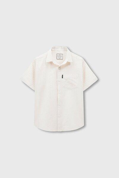 Boys Off-White Cotton Stripe Shirt