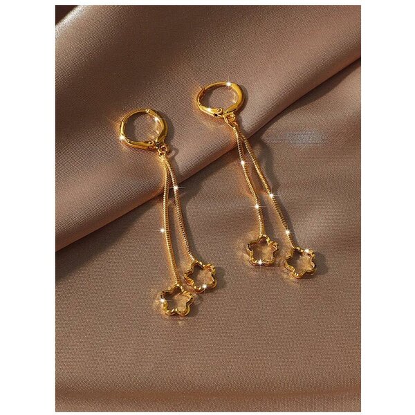 Shein - Flower Decor Hoop Earrings