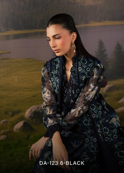 Divani by Daria Unstitched Embroidered Chiffon 4 Piece Suit DN26UD DA-123 6-BLACK - Festive Collection