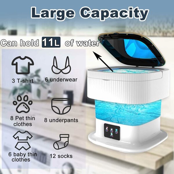 Home.Co - Foldable Electric Washing Machine with Dryer (11 Litres)