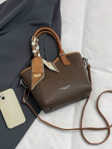 Shein - Coffee Brown Hand-Held Vegetable Basket Bag