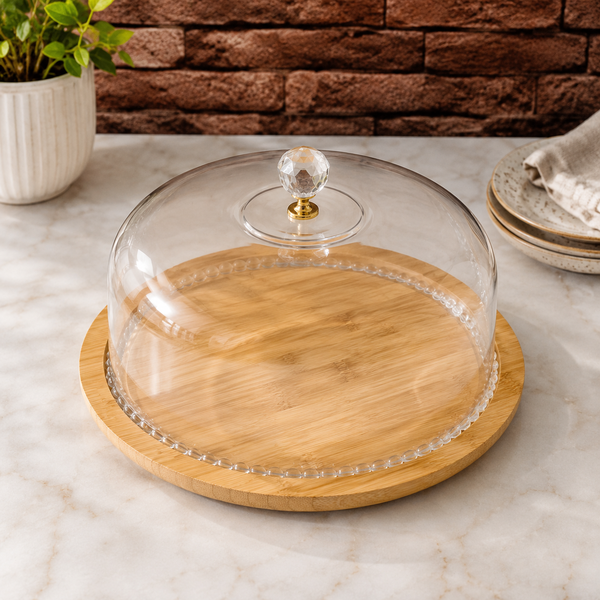 Luxury Glass Cake Stand with Dome Cover | Premium Cake Plate for Desserts & Pastries
