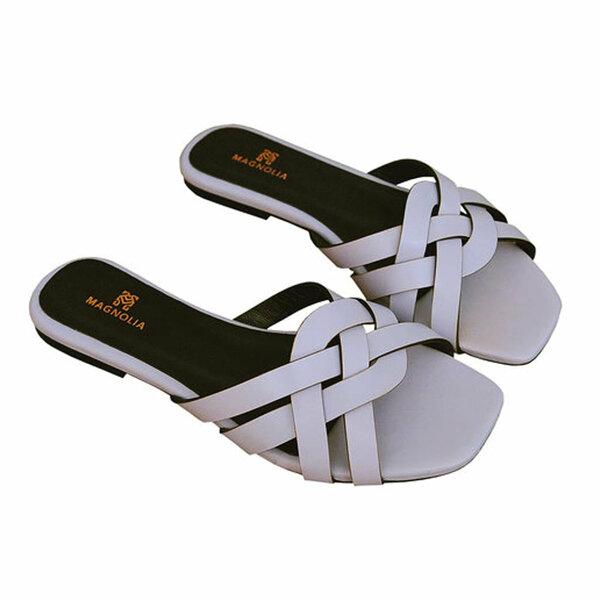 Magnolia- Criss Cross Design House Footwear For Women- White