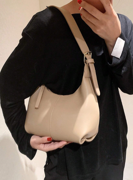 Shein - Women's Solid Color Zipper Design Underarm Crossbody Bag