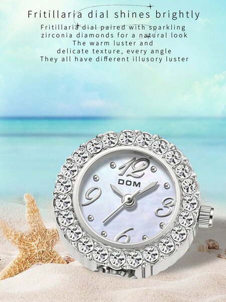 Shein - 1pc Women's Silver Tone Artificial Diamond Decorated Quartz Watch With Mop Dial And Bracelet Chain, Elegant And Delicate Design For Daily Wear