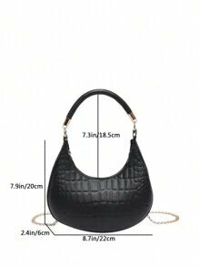 Shein - Fashionable Casual Crescent-Shaped Women's Handbag, Crocodile Pattern Pressed Texture
