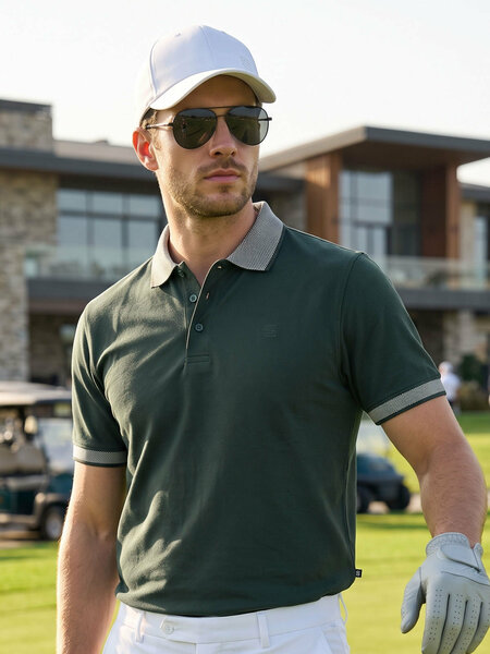 Dark Green Jacquard  Polo T-Shirt (POLO-1192)