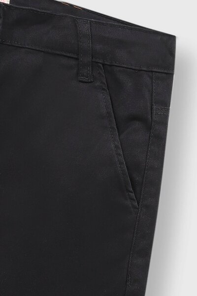 Girls Sleek Black Wide-Leg Twill Pants