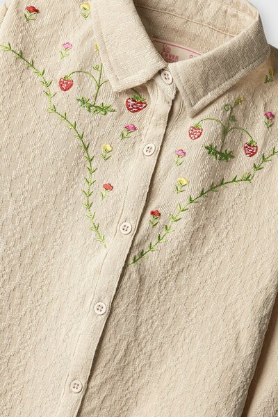 Beige Blossom Embroidered Top