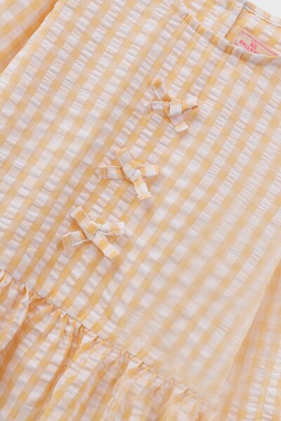 Yellow Checkered Peplum Cotton Top