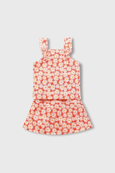 Red Daisy Cotton Co-Ord Set