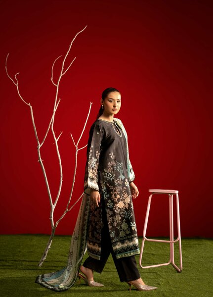 Marine by Rashid Textiles Unstitched Printed Luxury Silk 3 Piece Suit RT26USM D-3908 - Winter Collection