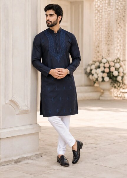 TGM Mens RTW Chikankari Chikankari Kurta Pajama Suit Vian Blue Festive Collection
