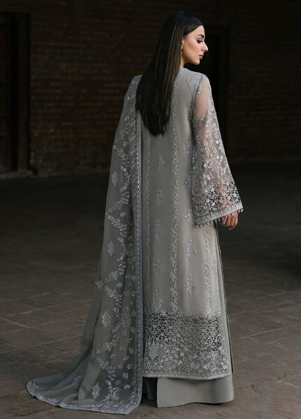 Humsafer by Lavish Premium Unstitched Embroidered Chiffon 3 Pcs Suit LVP26UH H-02 Gentle Grey - Festive