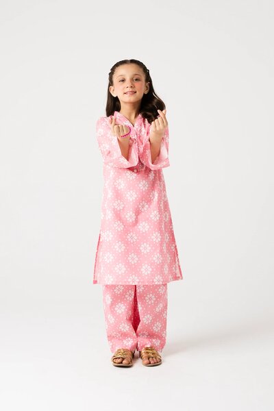 Delighted Pink Printed Kurta Set - 2pc