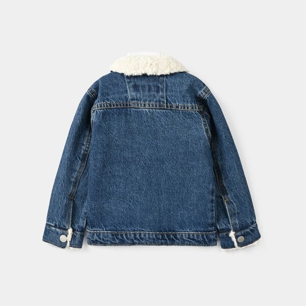 Infant Boys Denim Rigid Jacket White Sherpa - BLUE