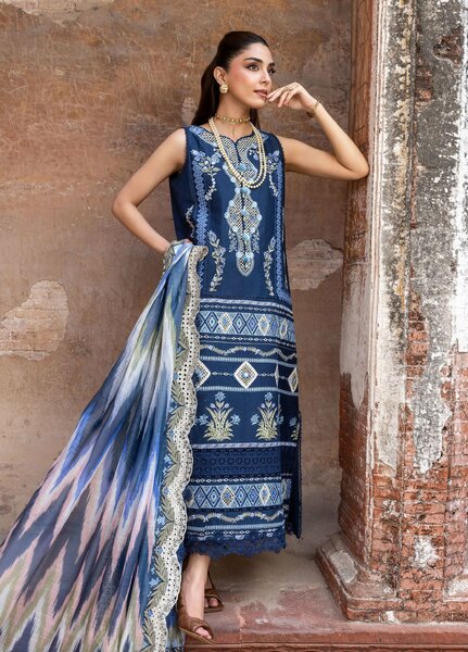 Saira Shakira Unstitched Embroidered Lawn 3 Piece Suit SSR26ULE SS-008B - Eid Collection