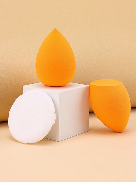 Shein - 12pcs Makeup Brush Set Including Powder Brush, Blush Brush, Concealer Brush, Eyeshadow Brush & 2 Orange Makeup Sponges & 1 White Powder Puff, Suitable For All Skin Types