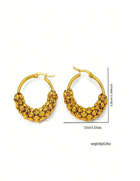 Shein - 8pcs Trendy Minimalist Geometric U-Shape Hollow Textured Earrings