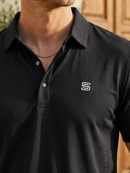 Black Nylon Spandex Polo (POLO-1266)