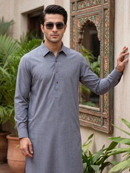 Grey Designer Shalwar Kameez (SK-727)