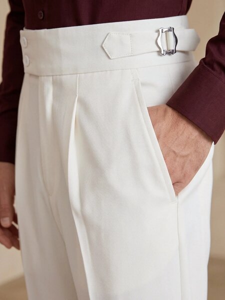 Cream Imported Straight Fit Gurkha Pant (FDT-443)