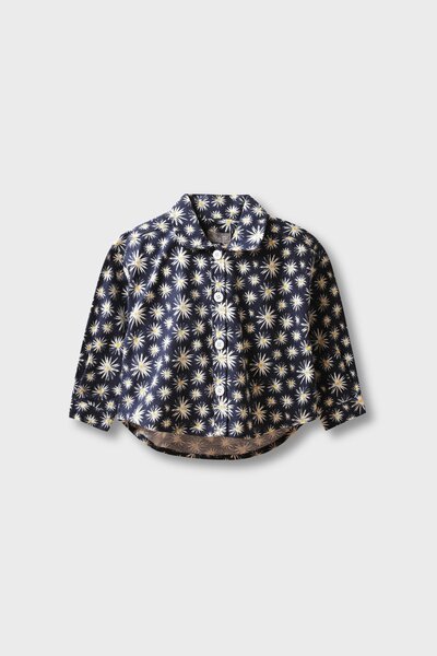 Navy Spark Flannel Top