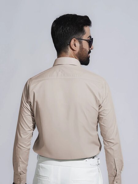 Beige Plain, French Collar, Elite Edition, Men’s Formal Shirt (FS-2464)