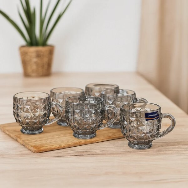 CUP 210 ml Silver – Set of 6 | Premium Deli Glassware Tea & Coffee Cups