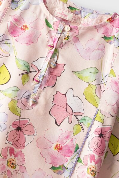 Soft Floral Pink Kurta Shalwar - 2pc