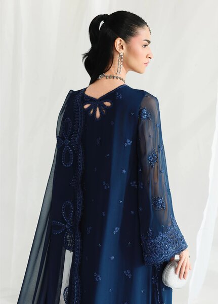 Qalamkar Unstitched Embroidered Chiffon 3 Piece Suit QLK26UCF Shireen QCC-02 - Festive Collection