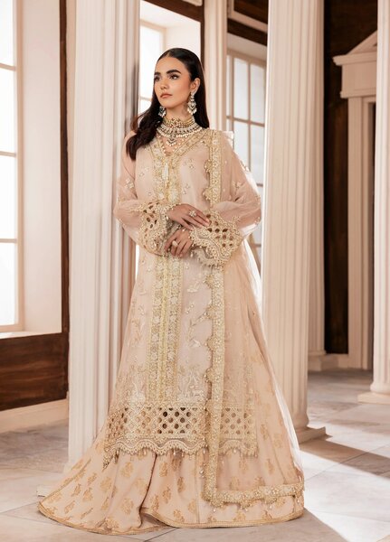 La Elise Women Unstitched Embroidered Khadi Silk 3 Piece Suit 000102 Orla - Festive Collection