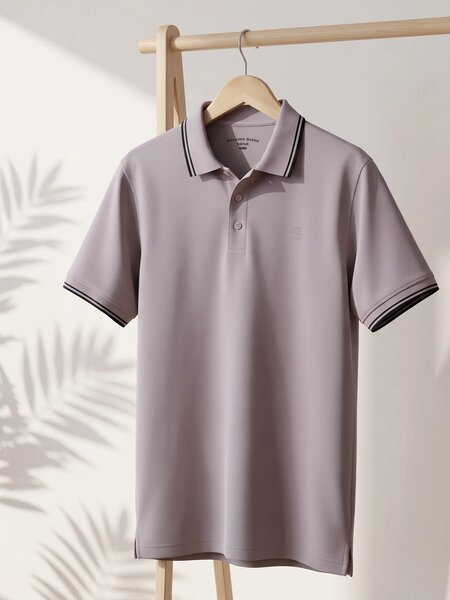 Beige Contrast Tipping Polo T-Shirt (POLO-1291)