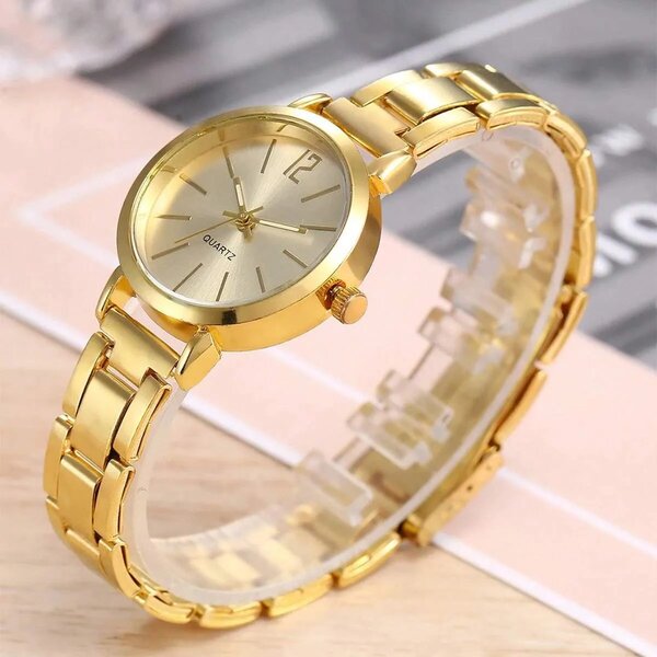 Shein - 1pc Roman Graduated Steel Strap Women's Watch - Gold