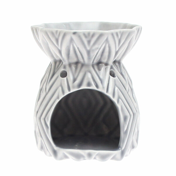 Handmade Ceramic Oil Burner – White Textured Decorative Aroma Oil Burner for Home Fragrance & Décor
