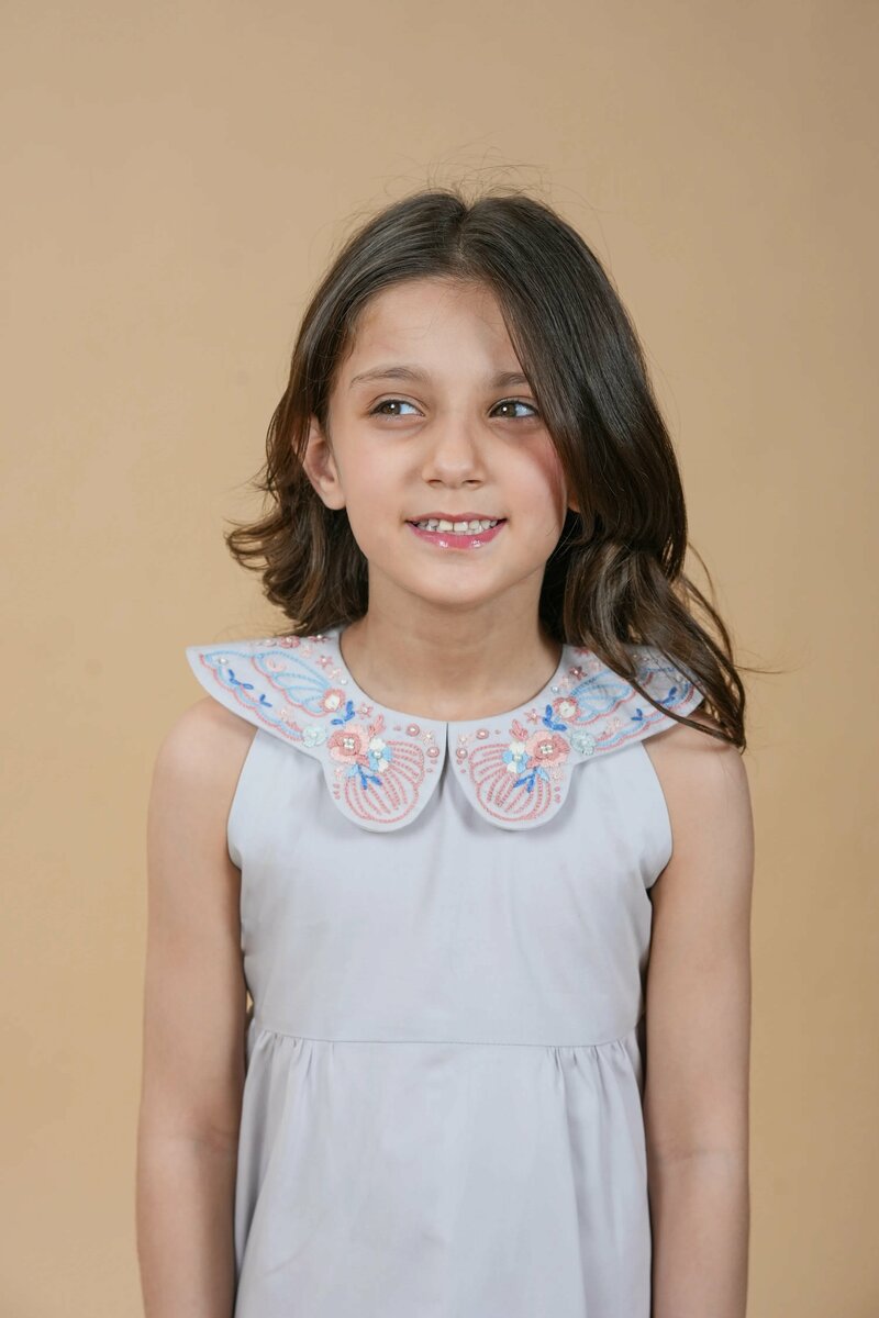 Lullaby | Pure cotton dress with hand-embroidered butterfly motifs
