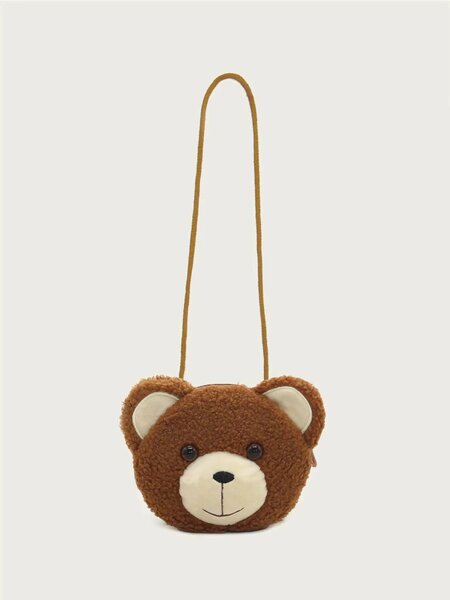 Shein - 1pc Coffee-Color Bear Crossbody Bag